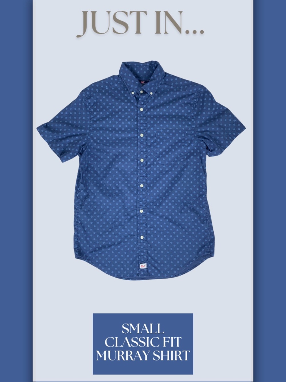 Vineyard Vines Blue Short-Sleeve Murray Button-Down Shirt S Vacation Travel